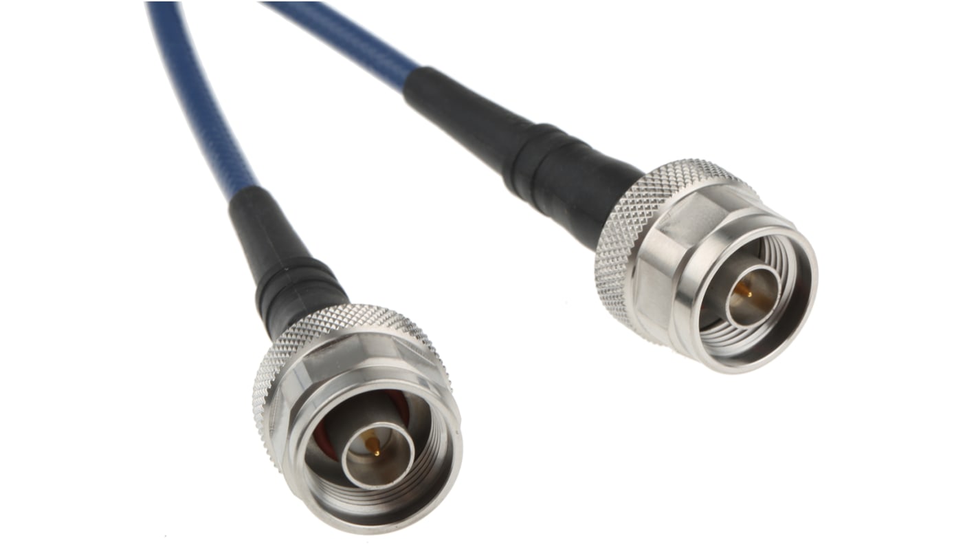 Cable coaxial Huber+Suhner, 50 Ω, con. A: Tipo N, Macho, con. B: Tipo N, Macho, long. 914mm Azul