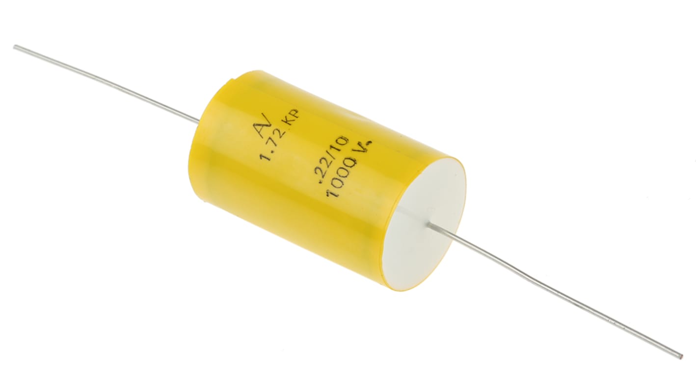 KEMET A72 Polypropylene Film Capacitor, 1 kV dc, 400 V ac, ±20%, 220nF, Through Hole