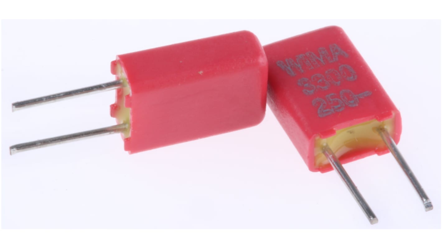 WIMA MKS02 Polyester Film Capacitor, 160 V ac, 250 V dc, ±20%, 3.3nF, Through Hole