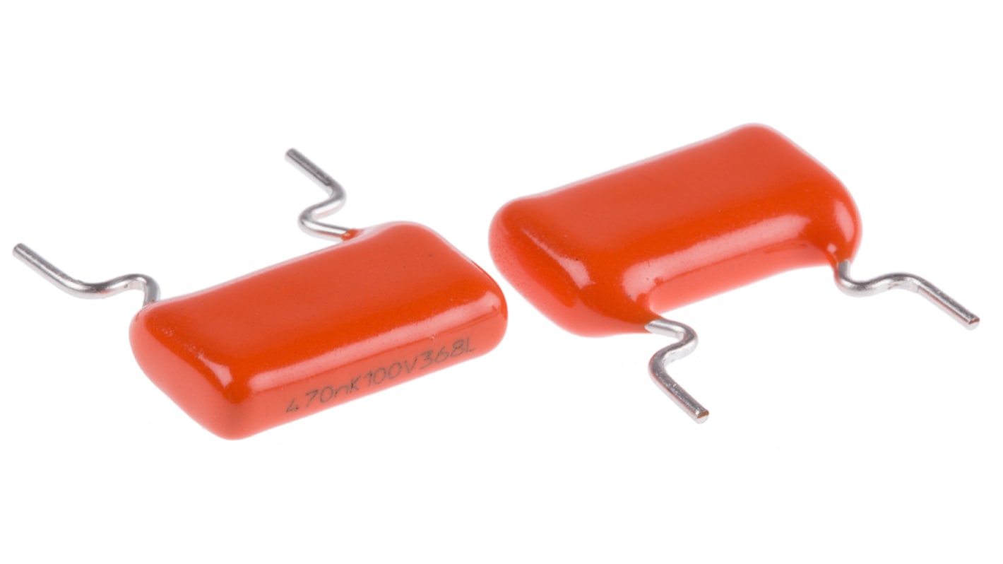 Vishay 368, MKT368 Polyester Film Capacitor, 63 V ac, 100 V dc, ±10%, 470nF, Through Hole