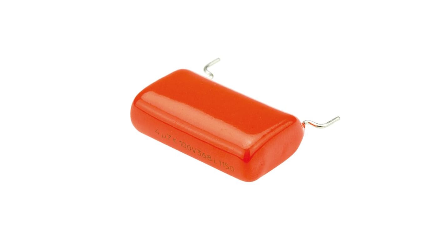 Vishay 368, MKT368 Polyester Film Capacitor, 63 V ac, 100 V dc, ±10%, 4.7μF, Through Hole