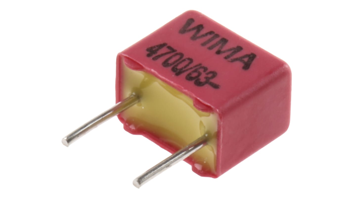 WIMA FKP2 Polypropylene Film Capacitor, 40 V ac, 63 V dc, ±5%, 4.7nF, Through Hole