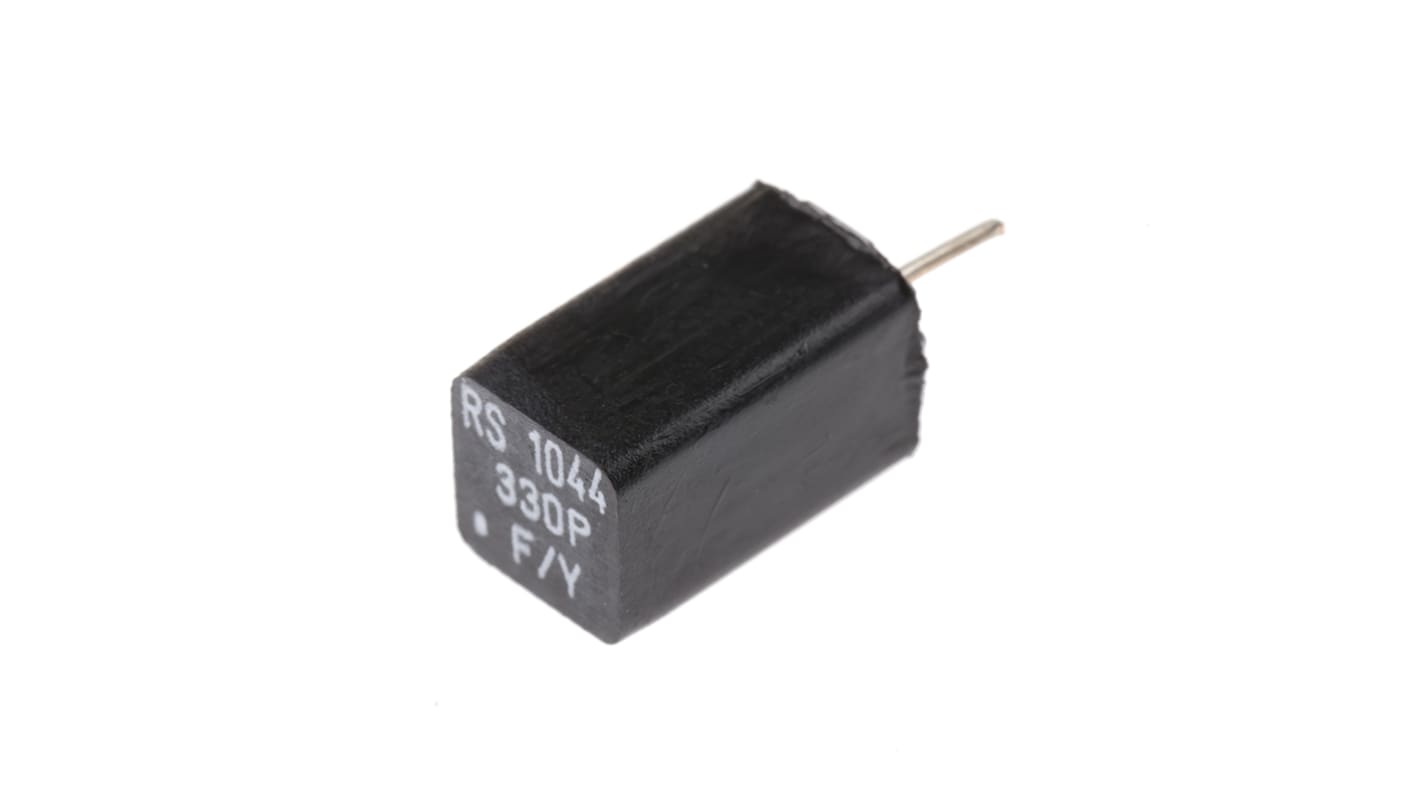 RS PRO Polystyrene Film Capacitor, 63V dc, ±1%, 330pF, Through Hole