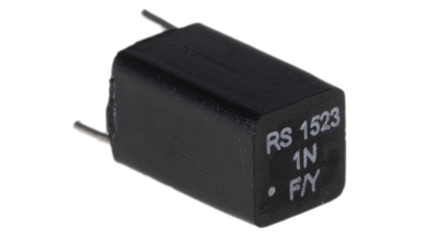 RS PRO, Filmkondensator, 1nF, ±1%, 63V dc, Dia: 7.5mm, Hulmontering