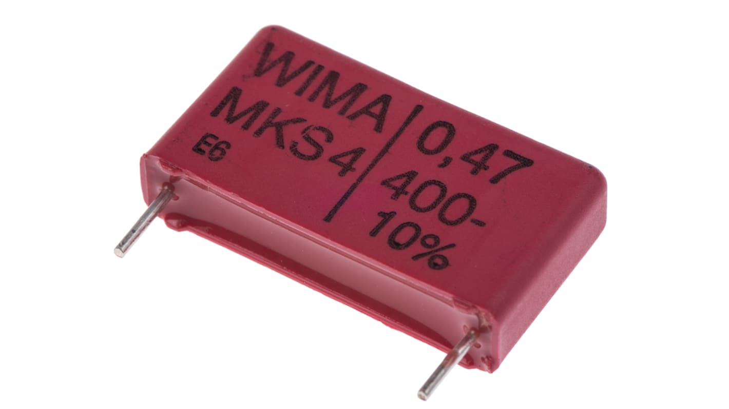 WIMA MKS4 Folienkondensator 470nF ±10% / 200 V ac, 400 V dc, THT Raster 22.5mm