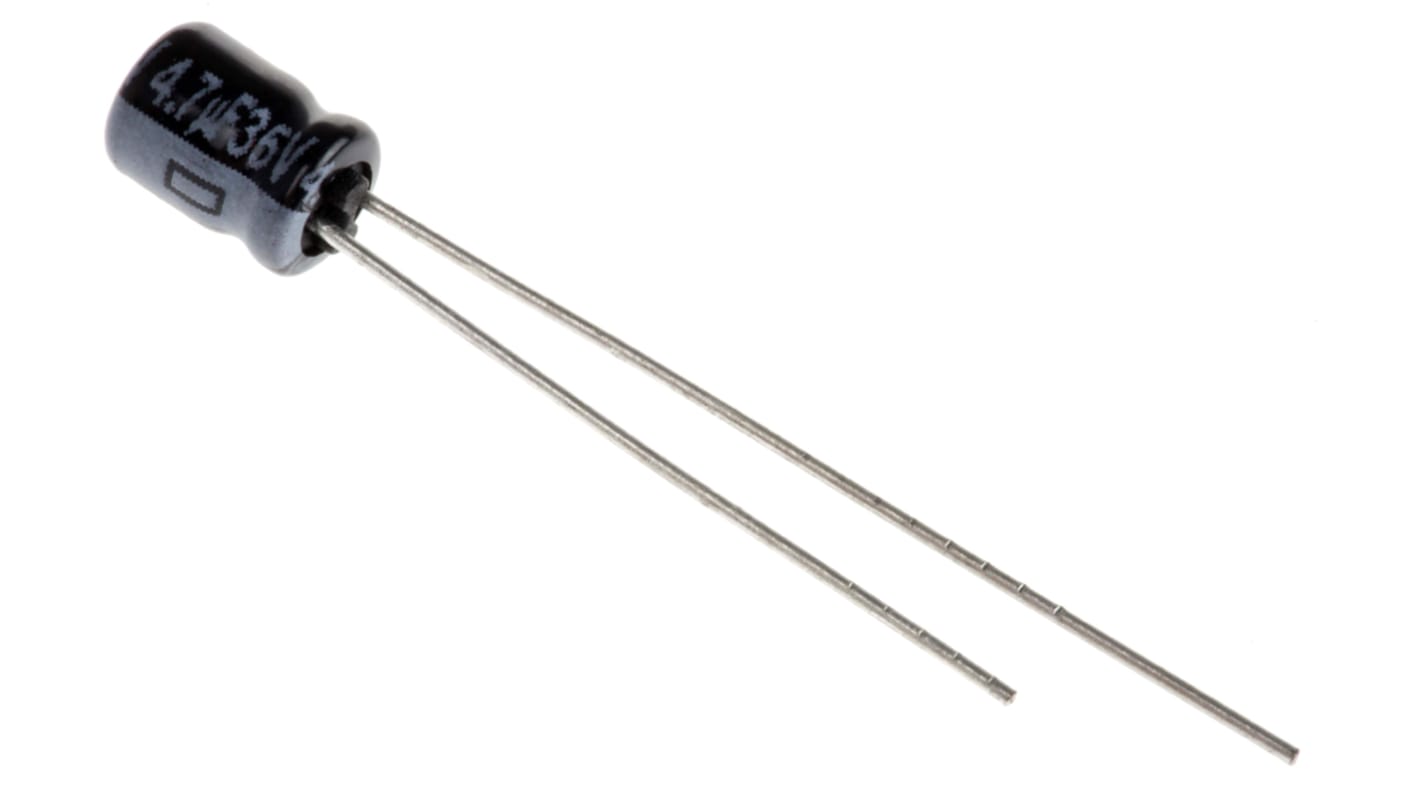 Panasonic KS-A, THT Aluminium-Elektrolyt Kondensator 4.7μF ±20% / 35V dc, Ø 4mm x 5mm, +85°C