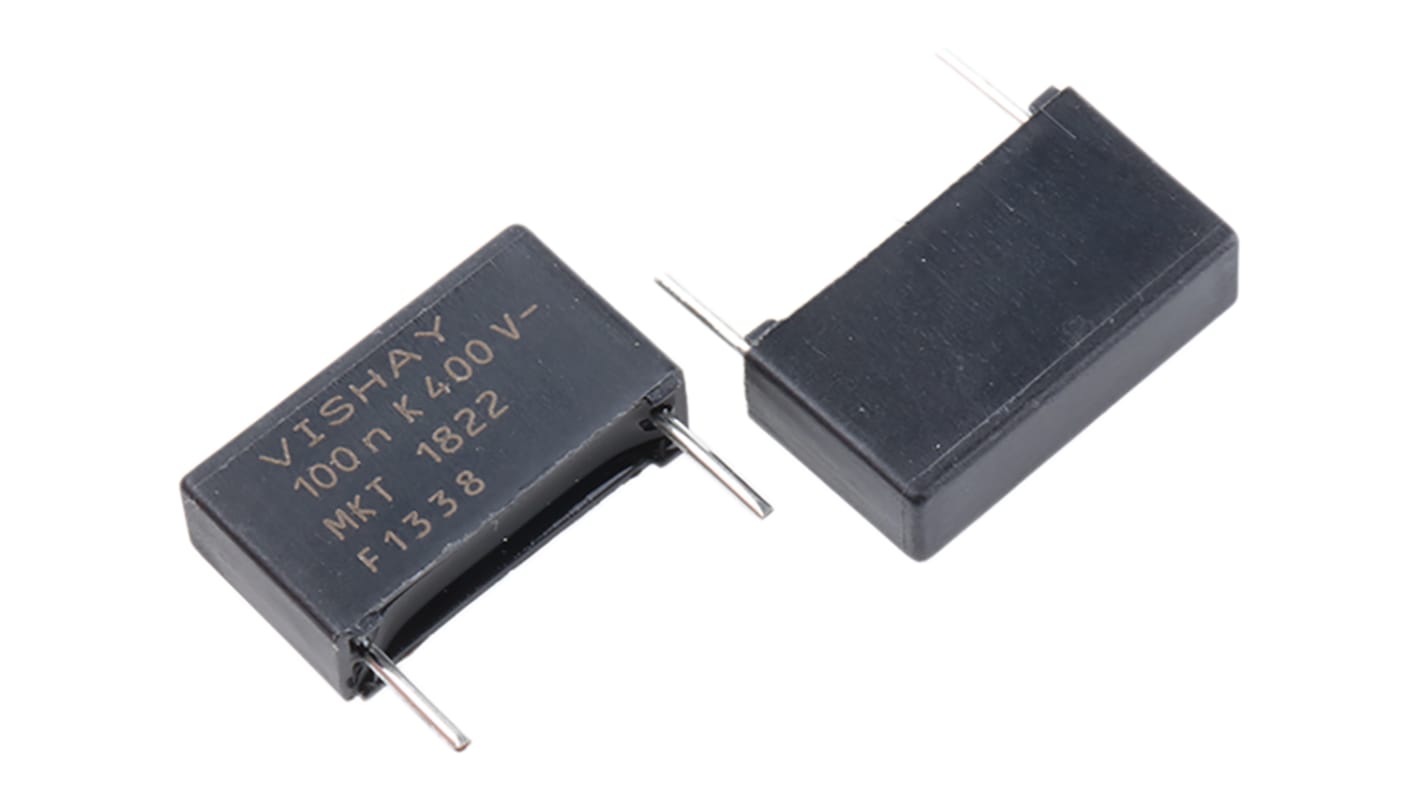 Vishay MKT 1822 Polyester Film Capacitor, 200 V ac, 400 V dc, ±10%, 100nF, Through Hole