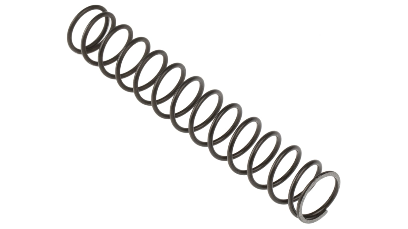 Muelle de compresión RS PRO de ale. de acero, Ø alambre 2mm, Ø ext. 22mm, L. libre 135mm, carga máx. 158.87N, "K"