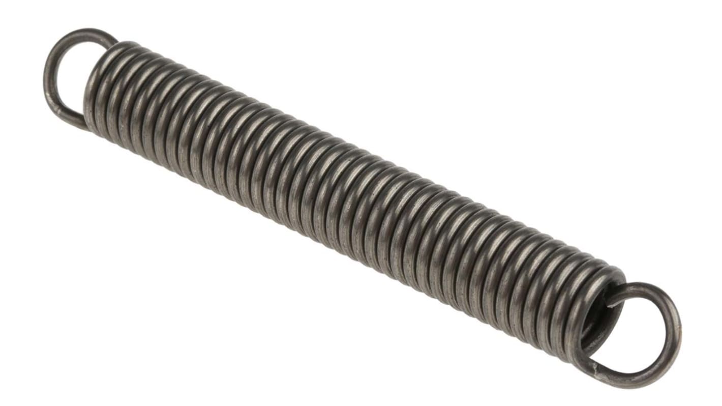 RS PRO Zugfeder Stahl L.: 87.2mm x Aussenø 12mm, Draht ø 1.8mm 141N Federhärte 2.52N/mm