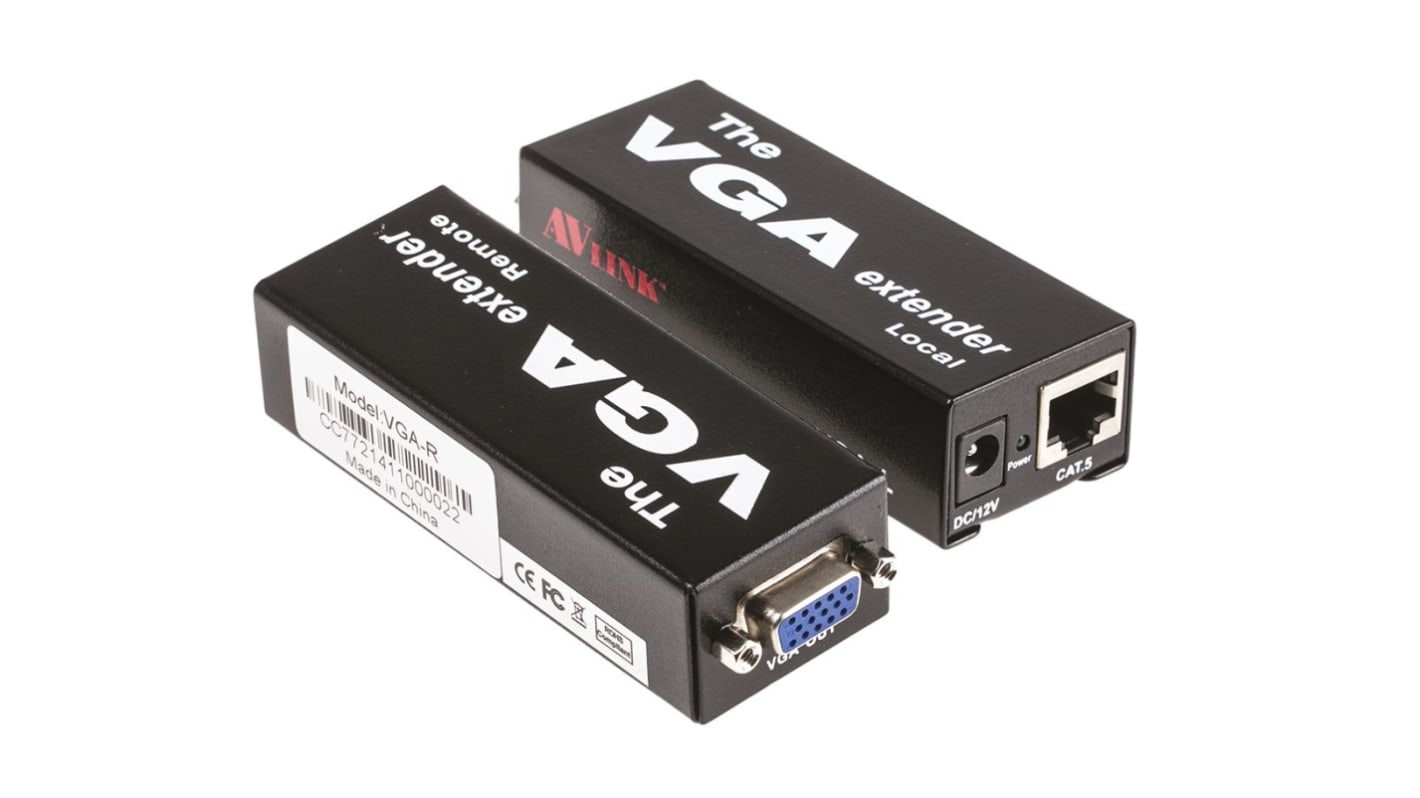 NewLink Extender-Paar VGA-Verlängerung VGA CATx, 1280 x 1024 Max., 1 Videoanschlüsse, 180m Erweiterungsdistanz, 92 x 34