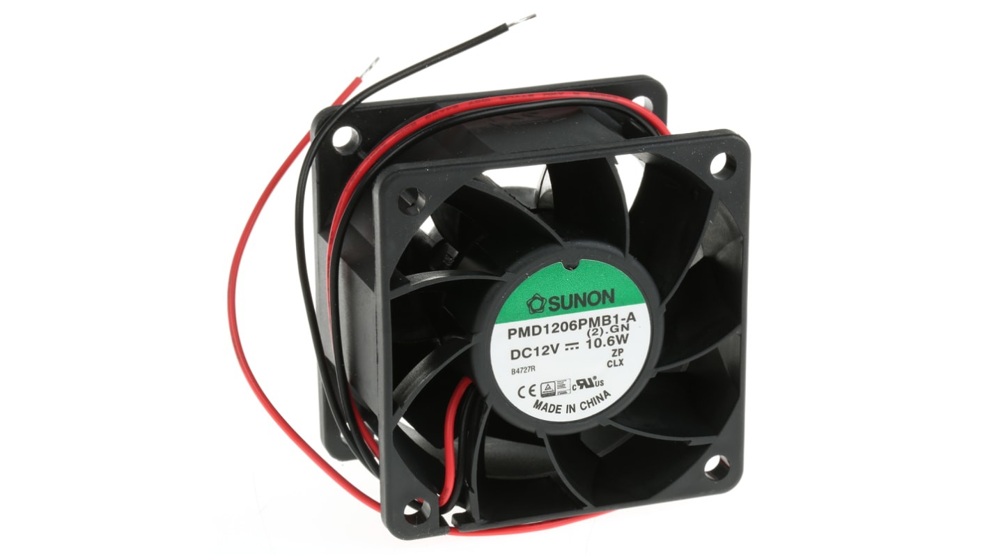 Sunon PMD Series Axial Fan, 12 V dc, DC Operation, 96m³/h, 10.6W, 880mA Max, 60 x 60 x 38mm