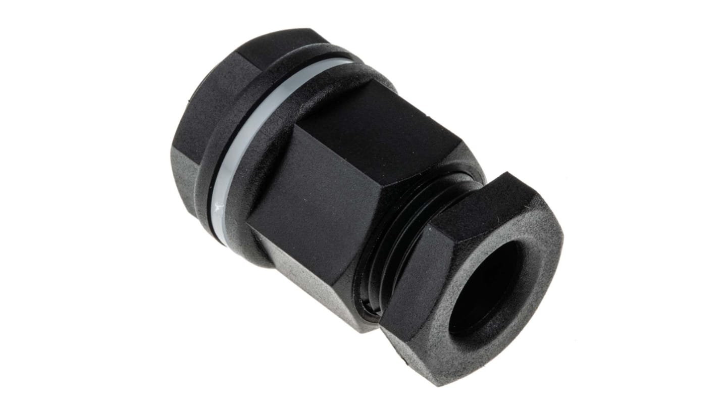 RS PRO Black Plastic Cable Gland, M16 Thread, 7mm Min, 10.5mm Max, IP55