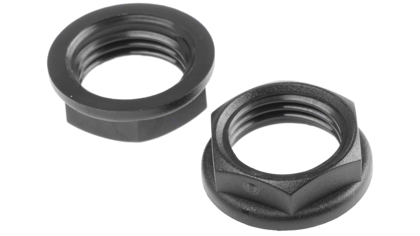 RS PRO Black PA 6 Cable Gland Locknut, M16 Thread