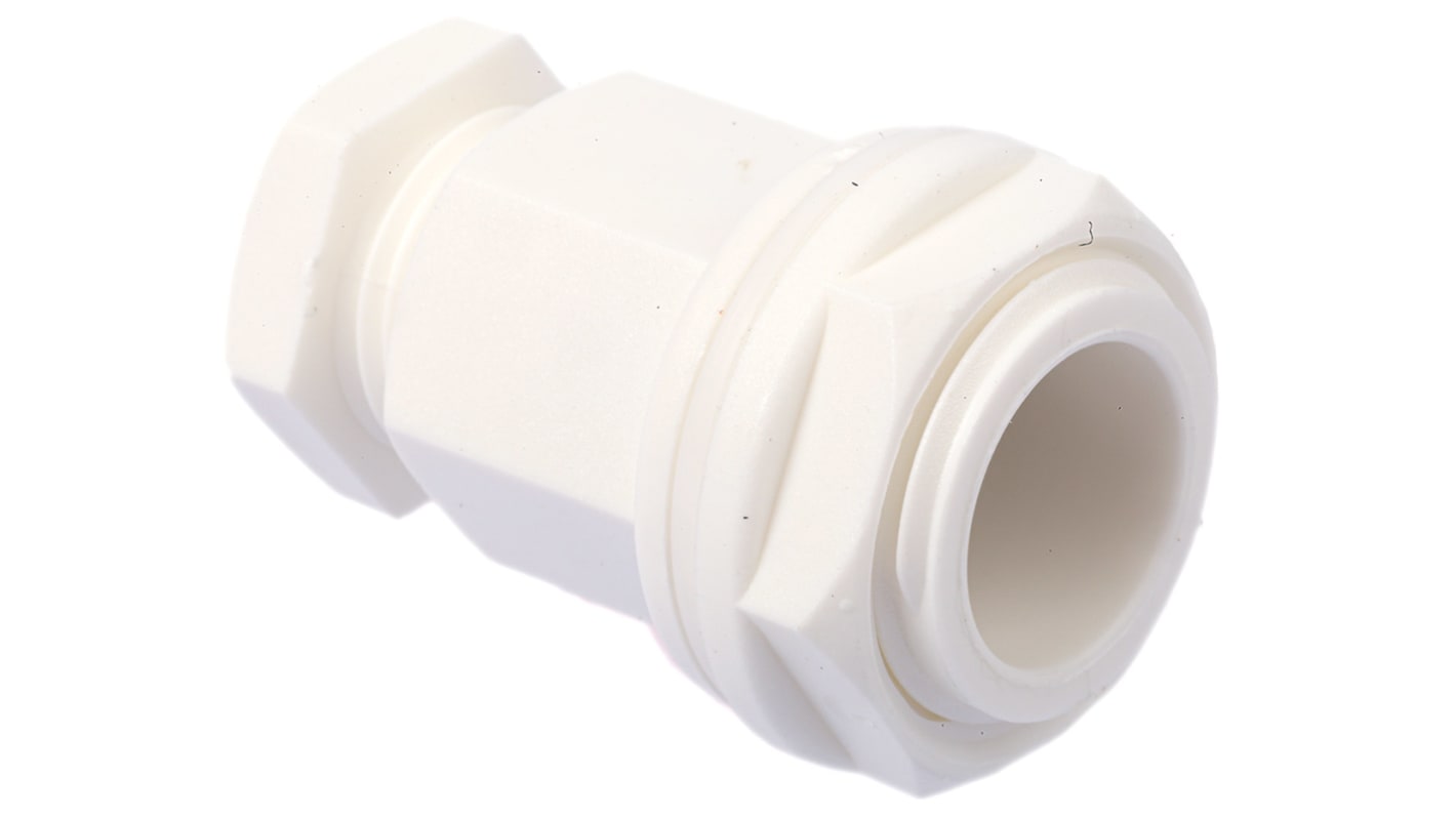 RS PRO White Plastic Cable Gland, M20 Thread, 7mm Min, 10.5mm Max, IP55