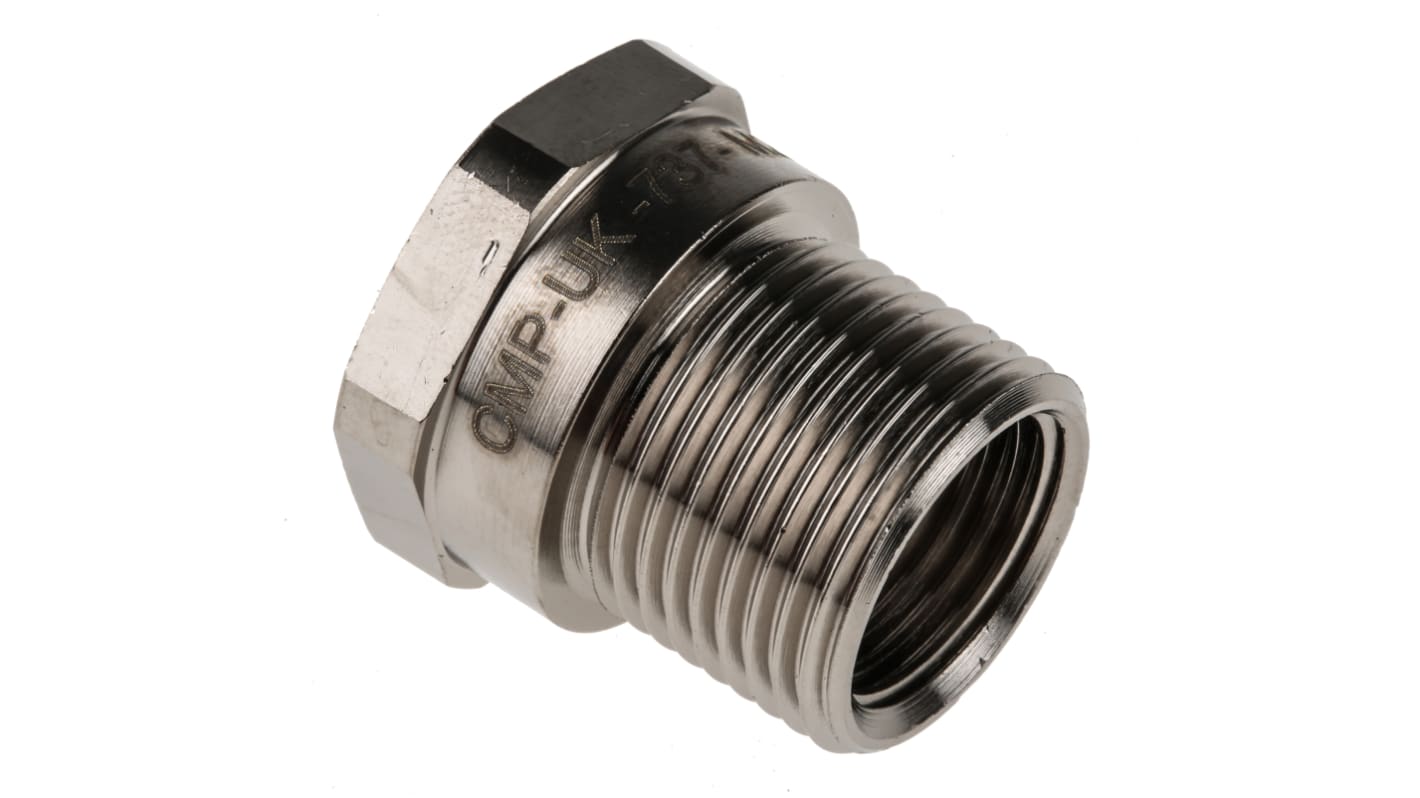 RS PRO Reducer, Conduit Fitting, 20mm Nominal Size, M20 → M16, Brass, Silver