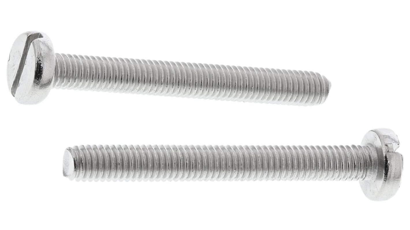 RS PRO Slot Pan A2 304 Stainless Steel Machine Screws DIN 85, M3x25mm