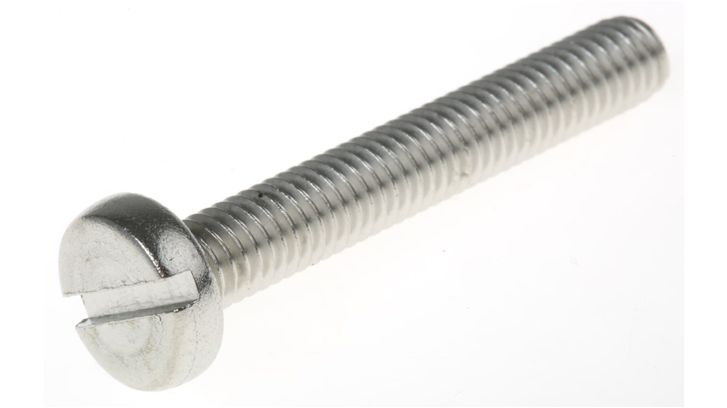 RS PRO Slot Pan A2 304 Stainless Steel Machine Screws DIN 85, M6x40mm