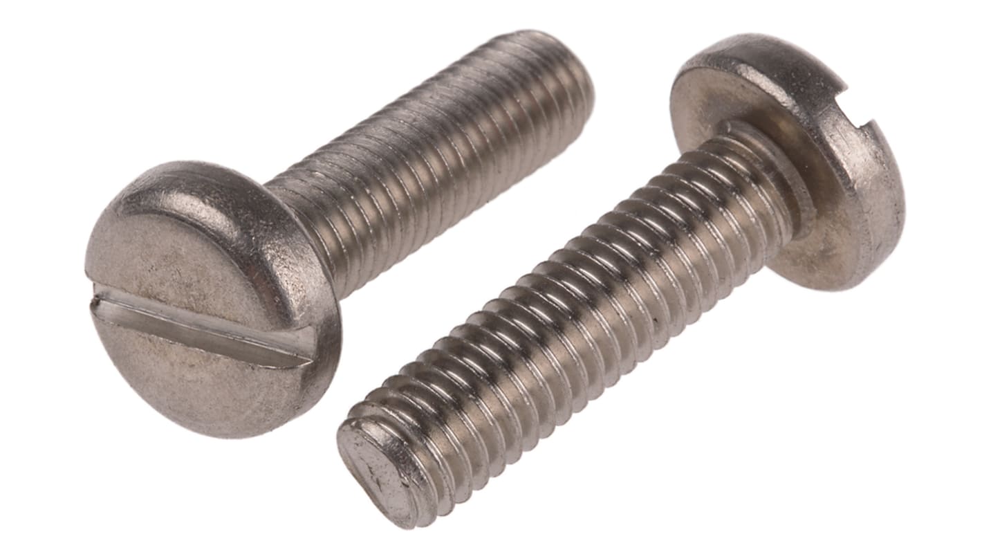 RS PRO Slot Pan A2 304 Stainless Steel Machine Screws DIN 85, M8x30mm