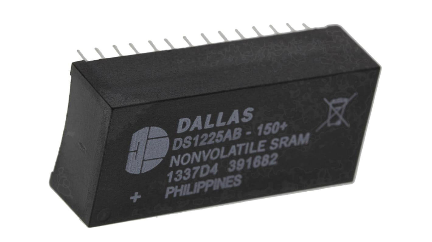 Memoria NVRAM Maxim Integrated DS1225AB-150+, 28 pines, EDIP, 64kbit, 150ns, Montaje en orificio pasante, 4,75 V a 5,25