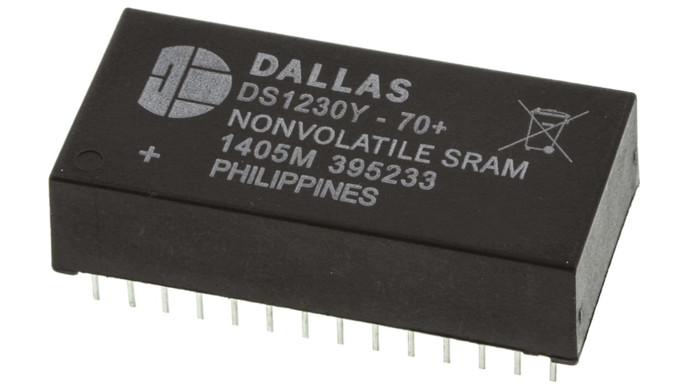 NVRAM Maxim Integrated DS1230Y-70+, 28 pines, EDIP, 256kbit, 70ns, Montaje en orificio pasante, 4,5 V a 5,5 V