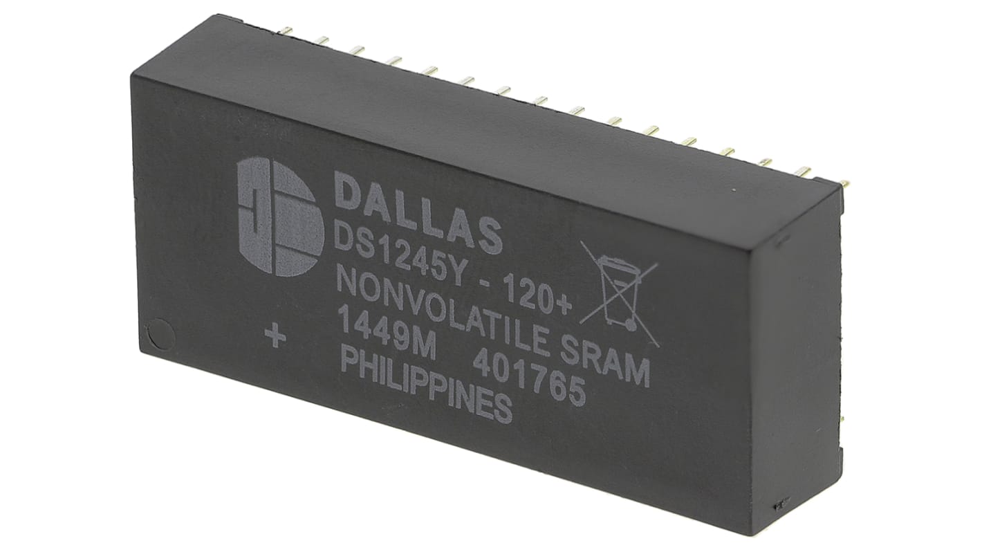 NVRAM Maxim Integrated DS1245Y-120+, 32 pines, EDIP, 1Mbit, 120ns, Montaje en orificio pasante, 4,5 V a 5,5 V