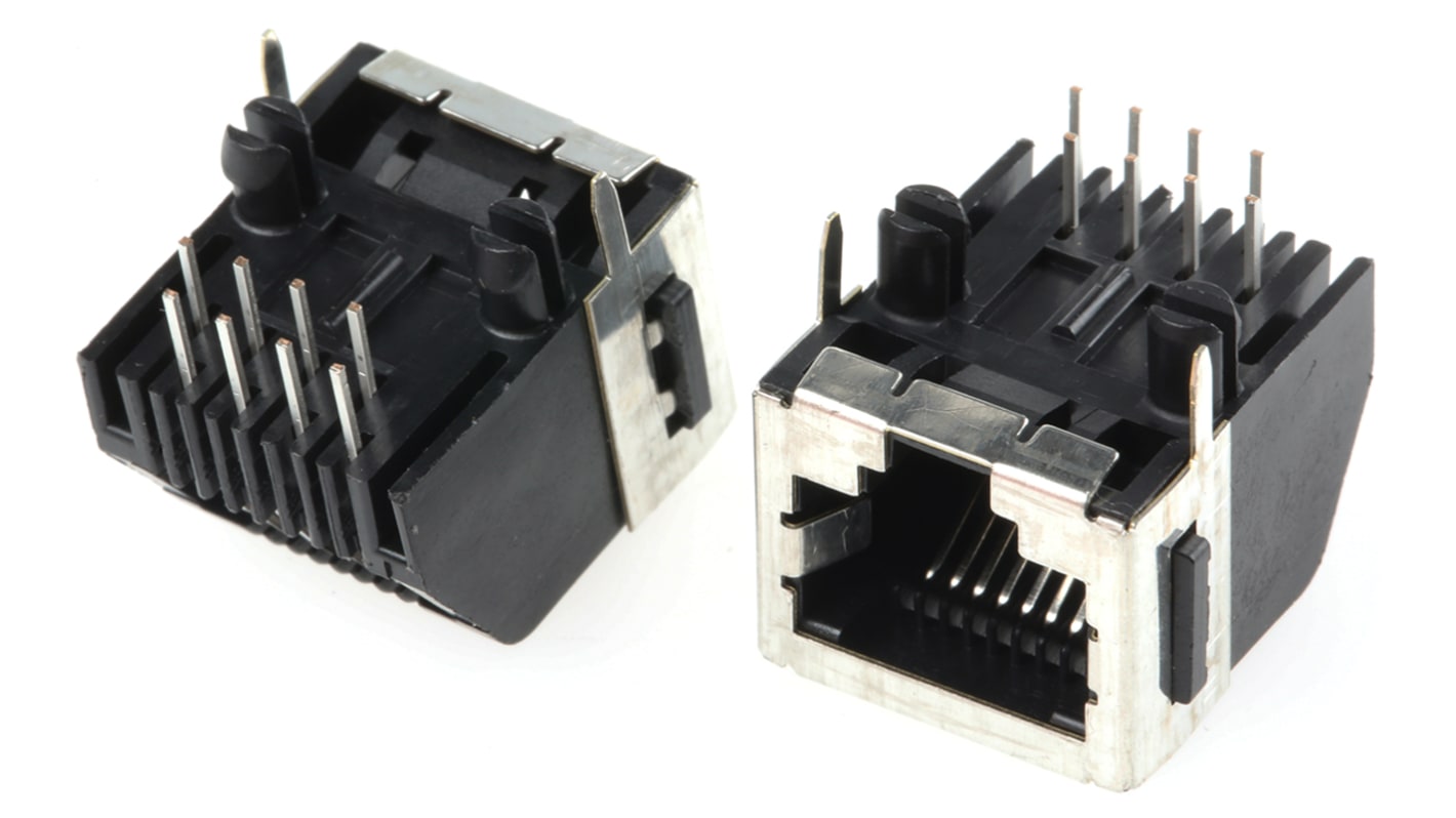 TE Connectivity RJ45 csatlakozó 8P8C utas Cat3, Derékszögű, Nő 1, 5555141 sorozat