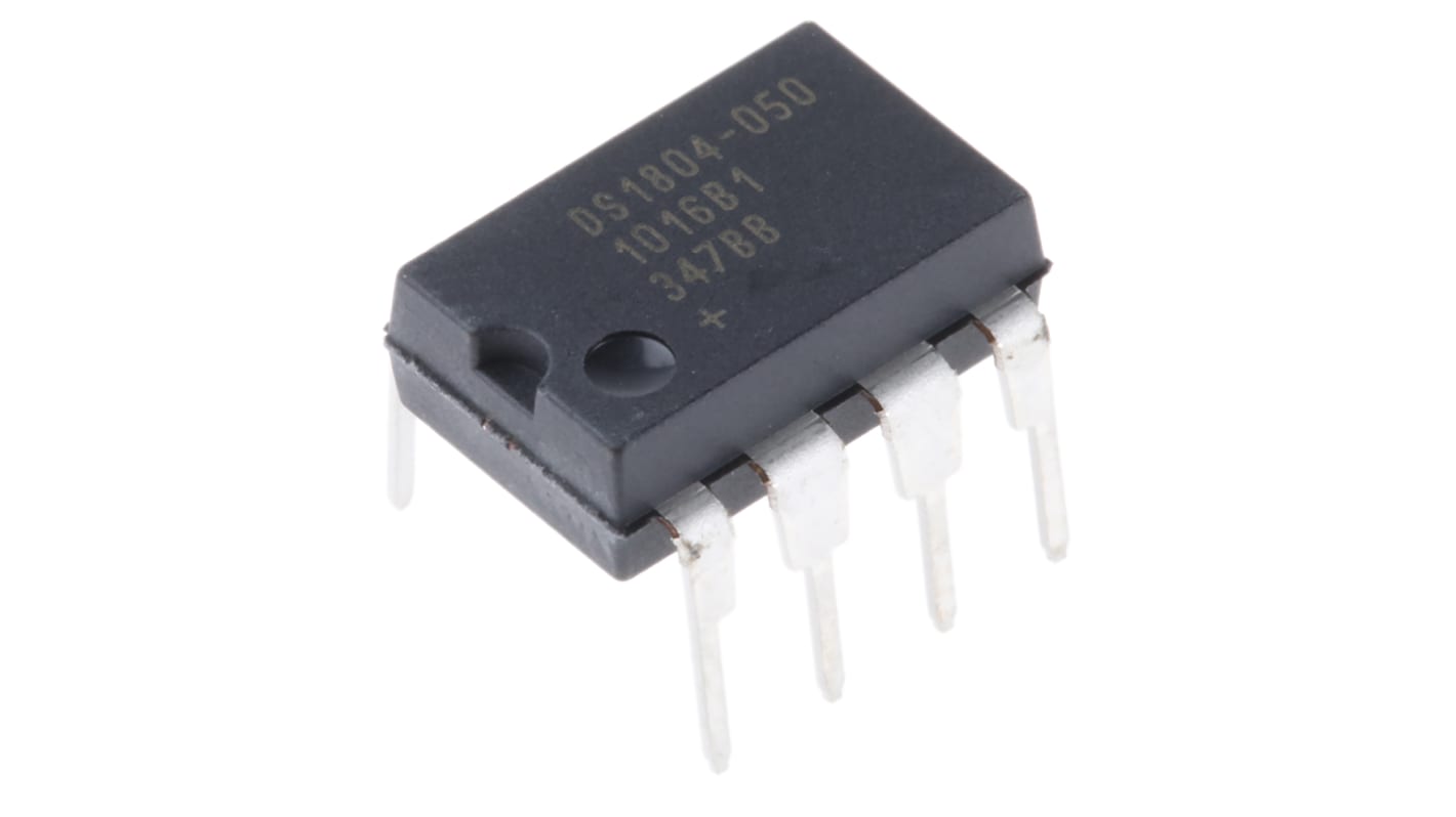 DS1804-050+, Digital Potentiometer 50kΩ 100-Position Linear Increment/Decrement 8 Pin, PDIP