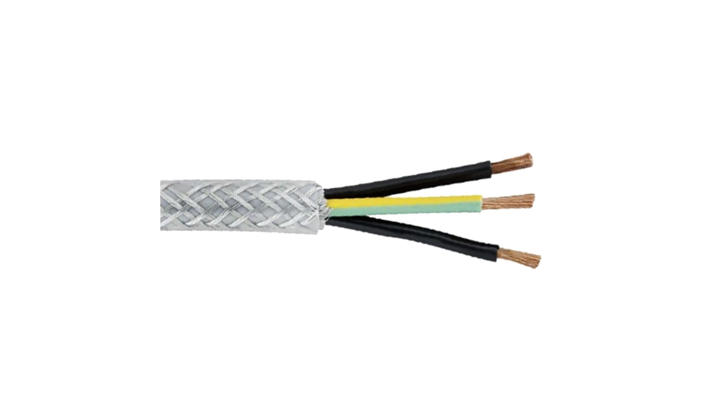 Lapp SY Steuerkabel, 3-adrig x 0,75 mm Transparent / 12 A, 50m, 18 AWG, Stahlgeflecht, galvanisiert