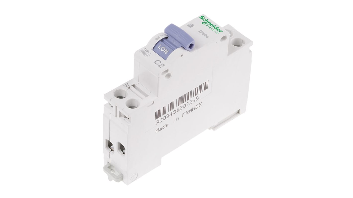 Schneider Electric D'clic FI-Schutzschalter, 2-polig, 2A Typ C 230V