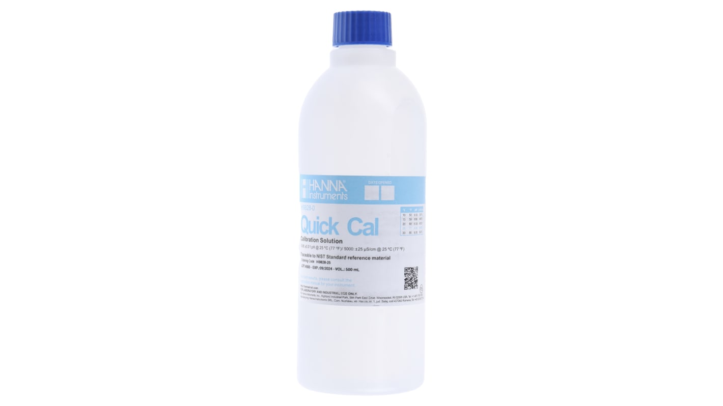 Solución tampón de pH y conductividad Hanna Instruments HI-9828-25, Botella de 500ml, pH 6.86pH, 5ms/cm