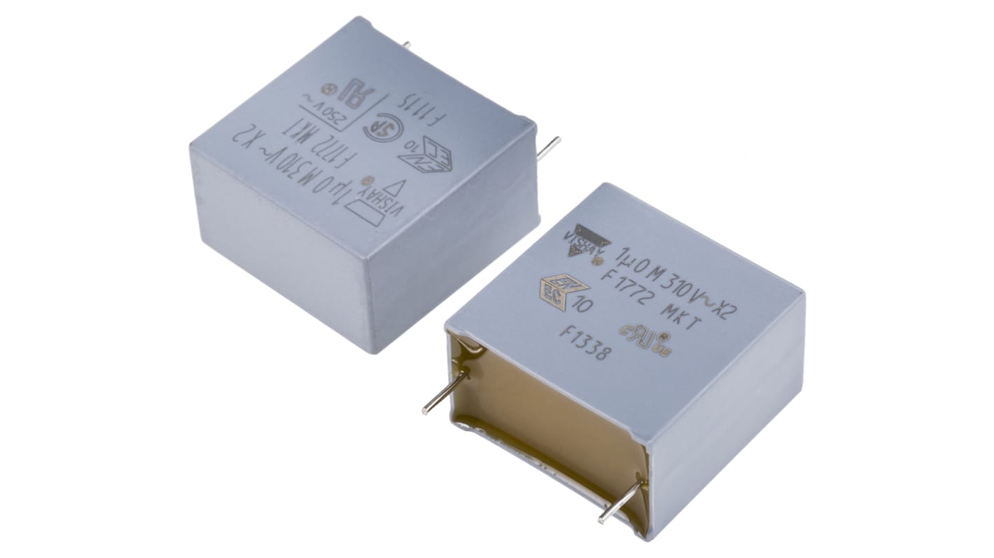 Vishay F1772 Polyester Film Capacitor, 310V ac, ±20%, 1μF, Through Hole