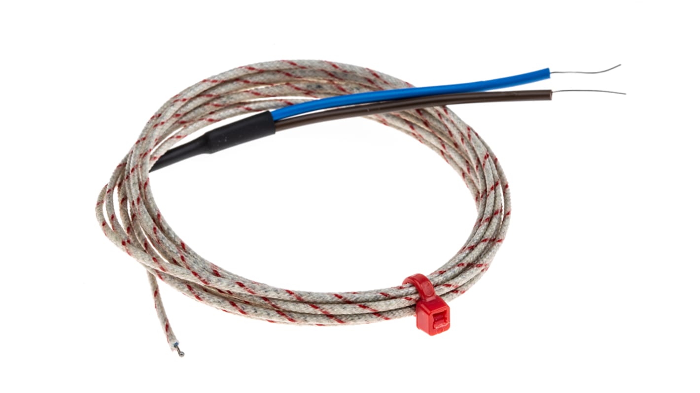 Thermocouple à jonction exposée RS PRO type K Ø 1/0.3mm, L 2m, +350°C max à Raccord dénudé