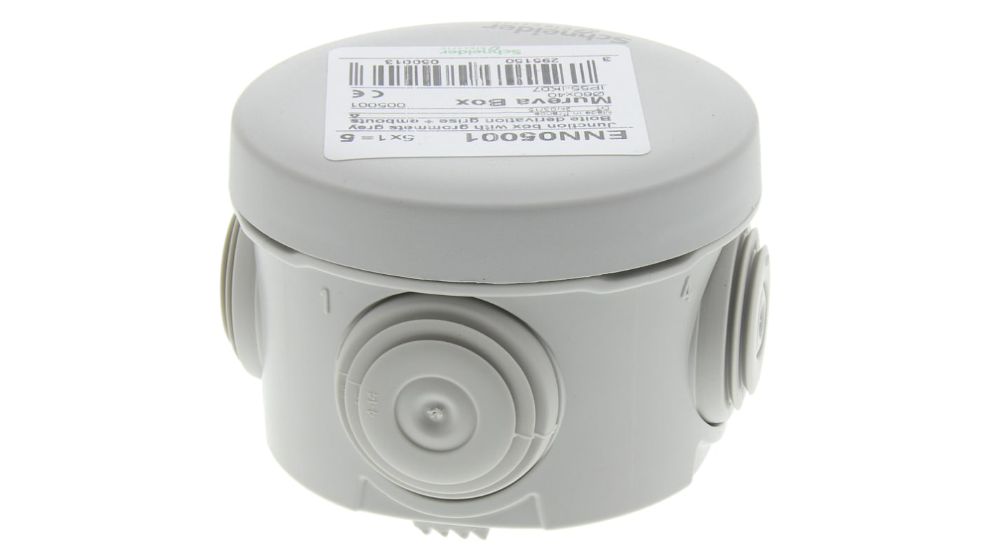 Caja de conexiones Schneider Electric ENN05001, 4, ABS, Gris, 40mm, 60 mm, IP55