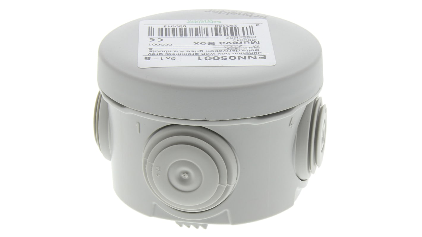 Schneider Electric Mureva ABS Installationsdose Grau IP55, Ø 60 mm x 40mm