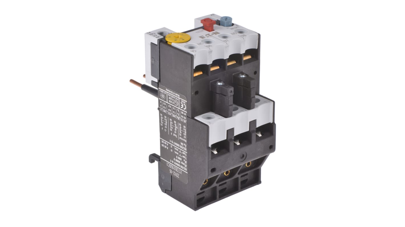 Túlterhelésvédelmi relé 1 NO + 1 NC visszaállítás: Automatikus, kézi, FLC motor besorolás: 12 → 16 A, ZB sorozat