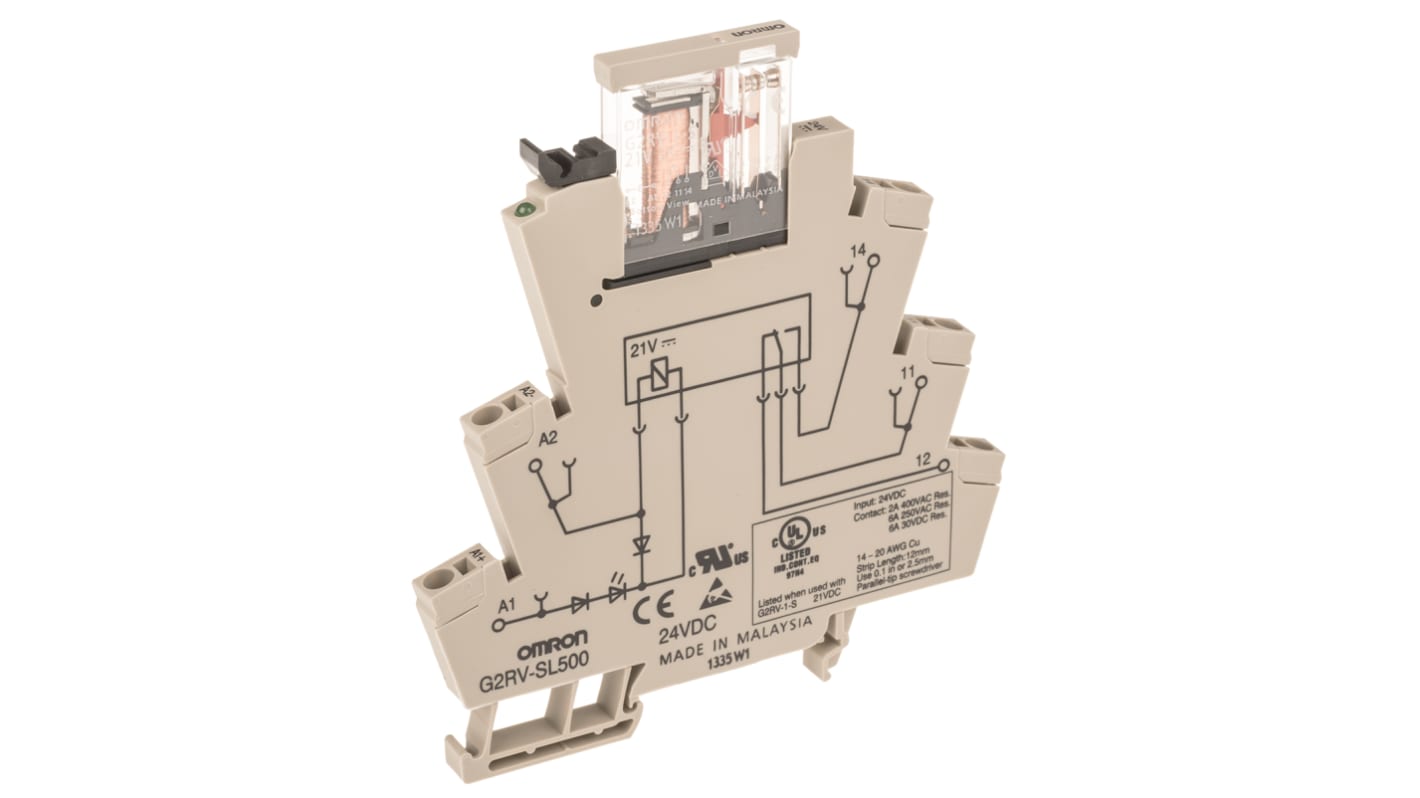 Omron DIN Rail Non-Latching Relay, 24V dc Coil, 6A Switching Current, SPDT