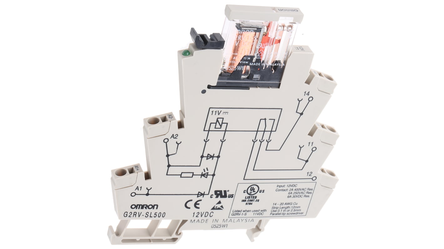 Omron DIN Rail Non-Latching Relay, 12V dc Coil, 6A Switching Current, SPDT