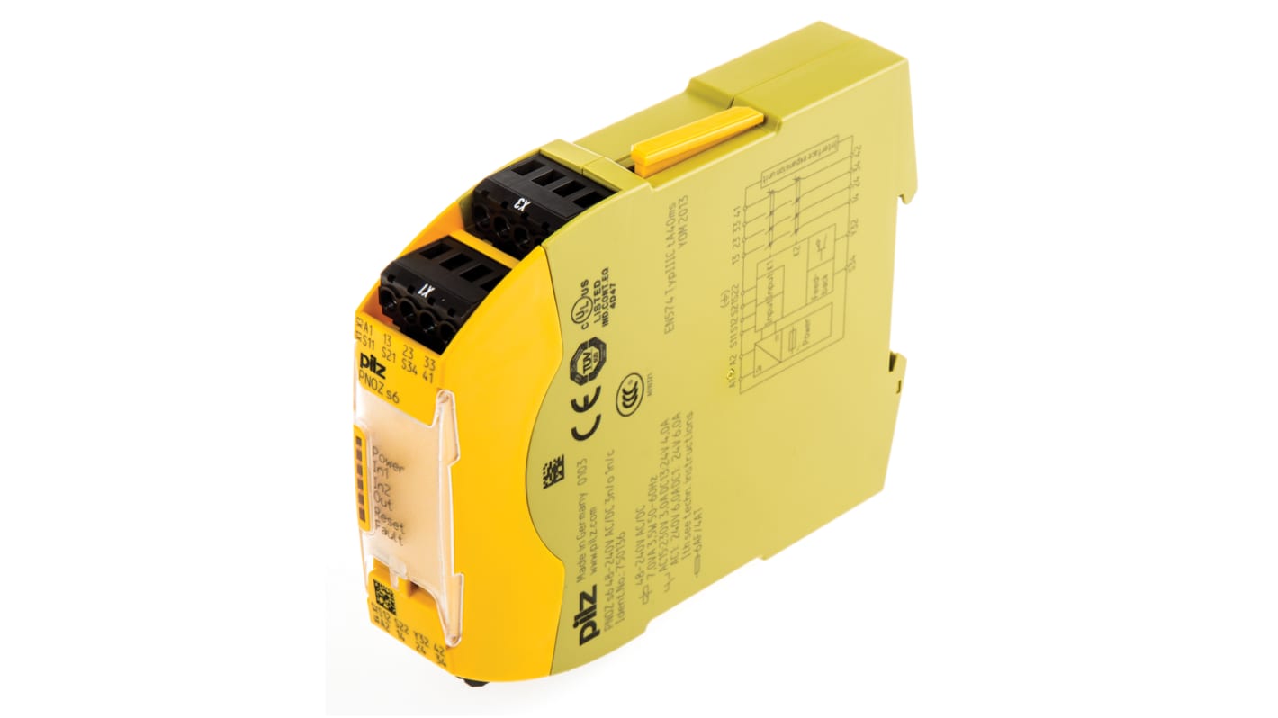 Relé de seguridad Pilz PNOZsigma PNOZ s6 de 2 canales, para Control con dos manos, 48 → 240V ac/dc, cat. seg.