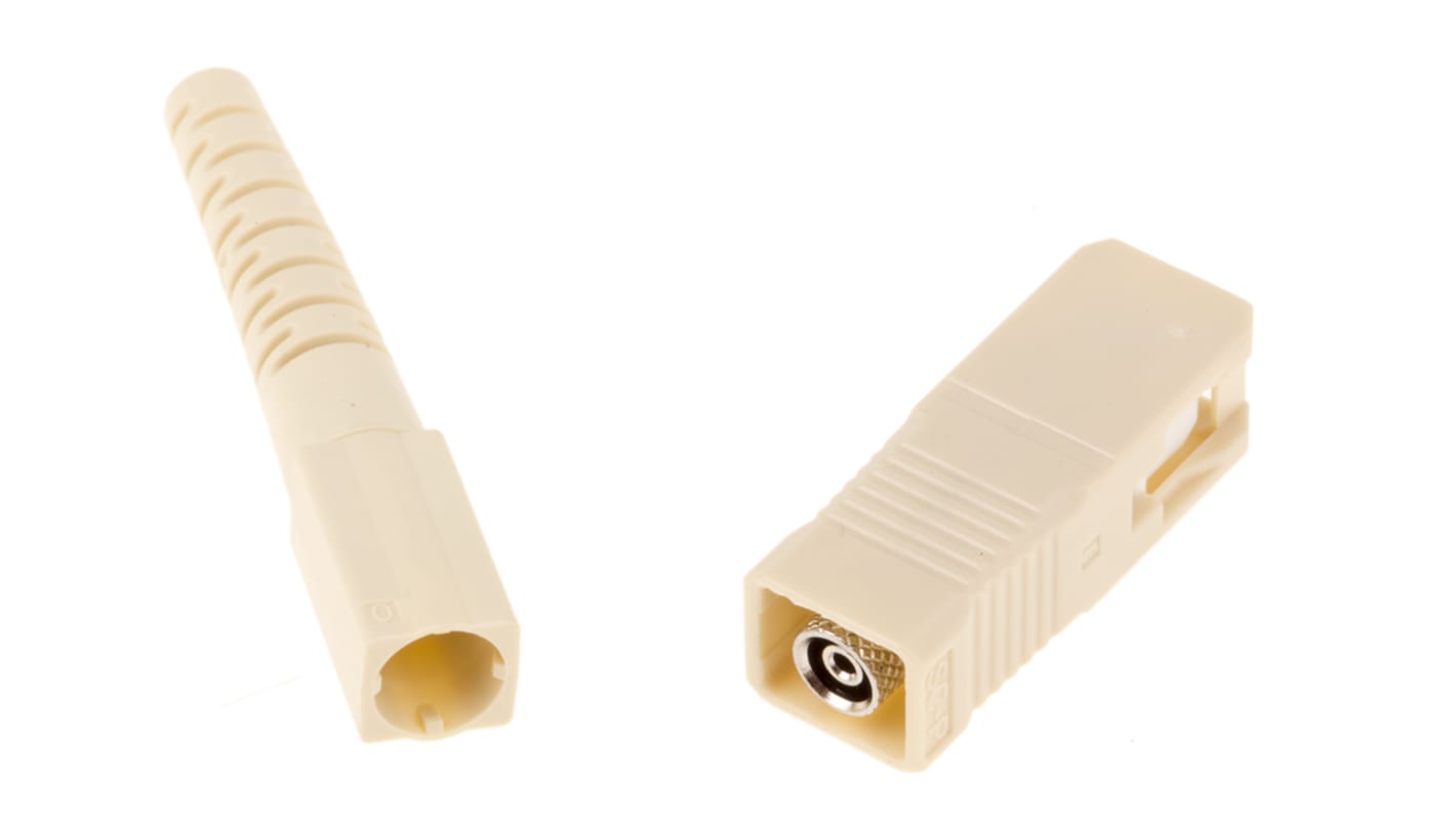 RS PRO LWL-Steckverbinder, SC, Multimode, Simplex, 127μm, PC, ø 2 mm, 3 mm, 900 μm, Beige, Weiß