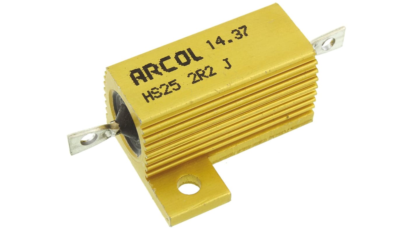 Arcol, 2.2Ω 25W Wire Wound Chassis Mount Resistor HS25 2R2 J ±5%