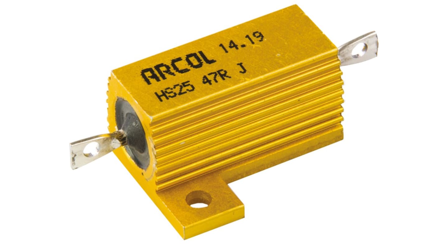 Resistencia de montaje en panel Arcol, 47Ω ±5% 25W, Con carcasa de aluminio, Axial, Bobinado