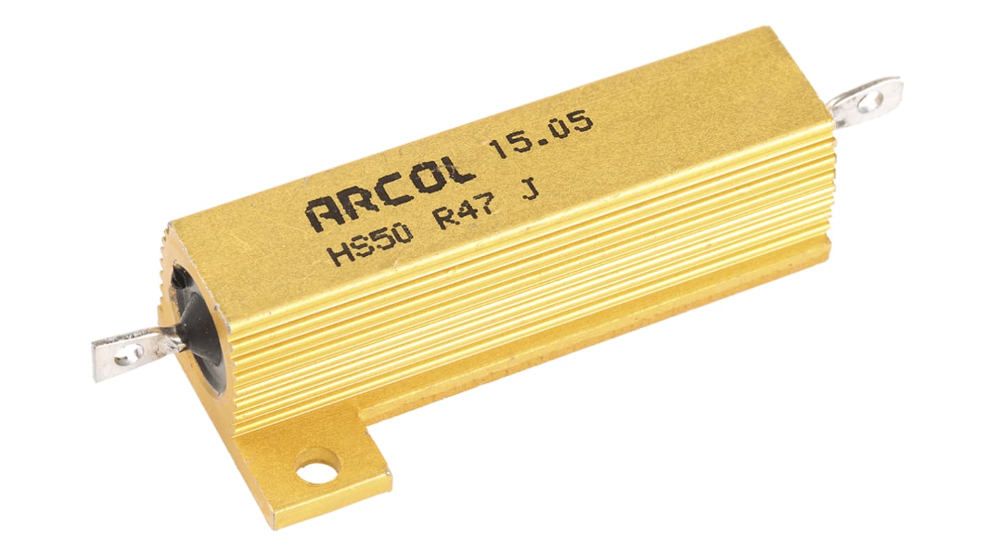 Arcol シャーシ取り付け抵抗器,50W,470mΩ,±5%