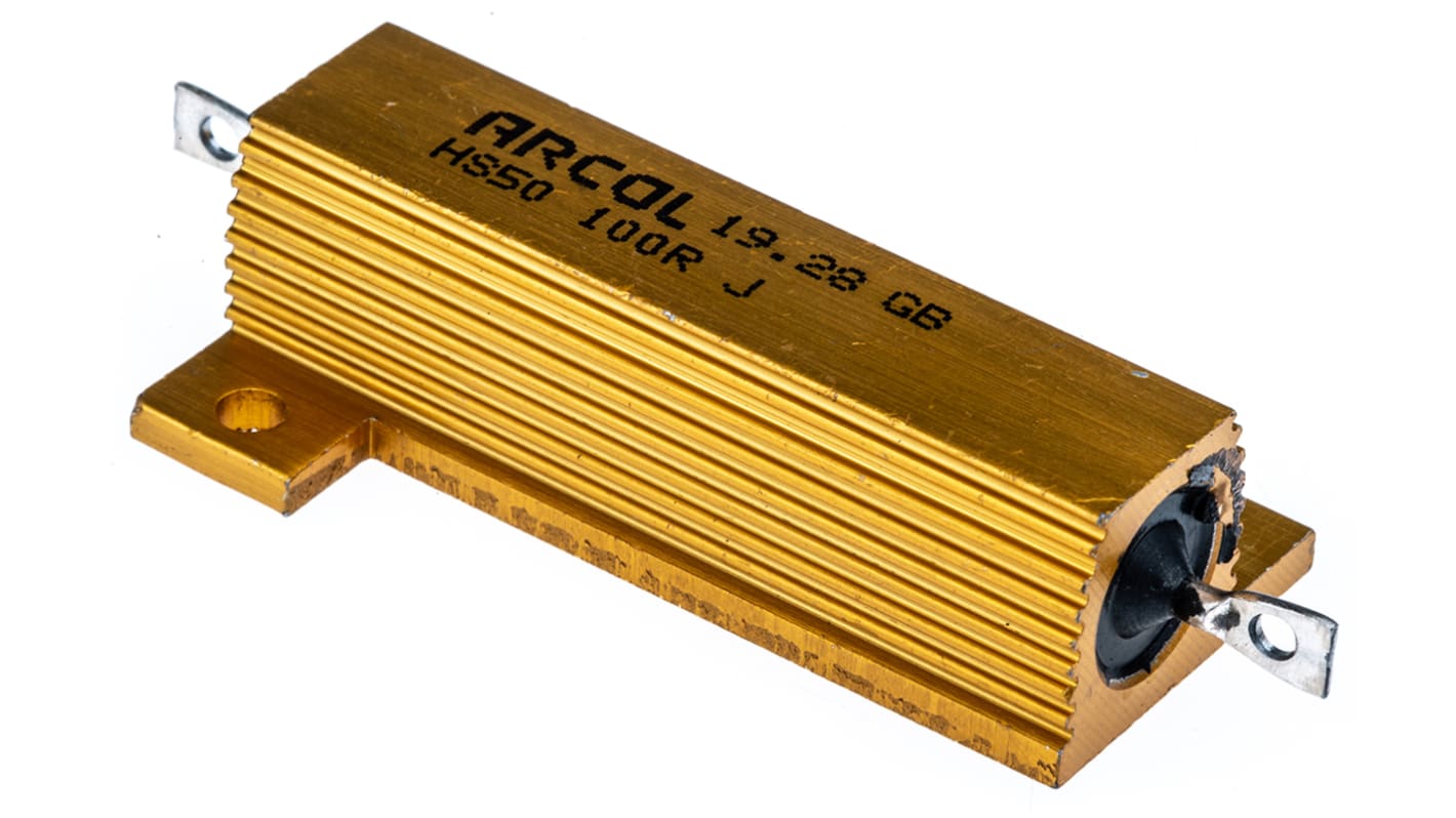 Arcol HS50 Wickel Lastwiderstand 100Ω ±5% / 50W, Alu Gehäuse Axialanschluss