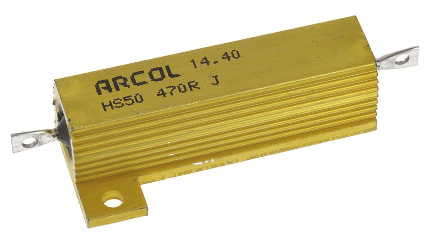Resistencia de montaje en panel Arcol, 470Ω ±5% 50W, Con carcasa de aluminio, Axial, Bobinado