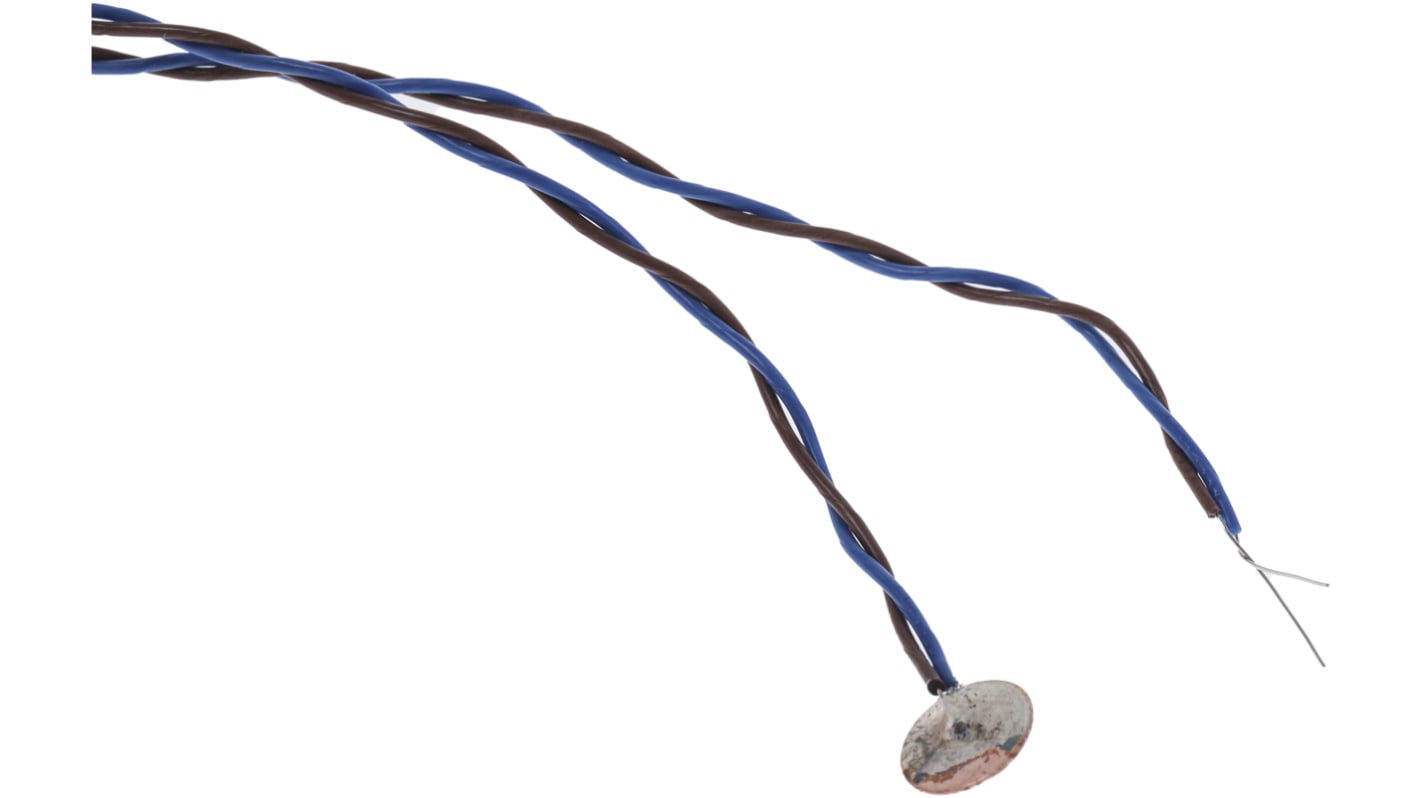 RS PRO Type K Copper Disc Thermocouple 1m Length, 6.35mm Diameter → +200°C