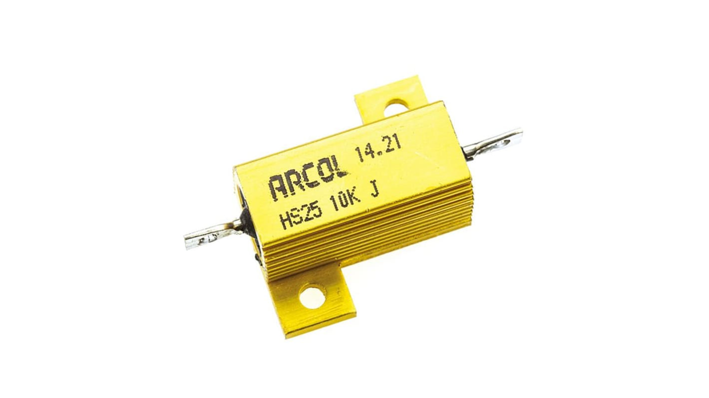 Arcol HS25 Wickel Lastwiderstand 10kΩ ±5% / 25W, Alu Gehäuse Axialanschluss