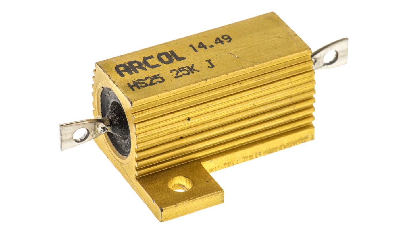 Arcol HS25 Wickel Lastwiderstand 25kΩ ±5% / 25W, Alu Gehäuse Axialanschluss