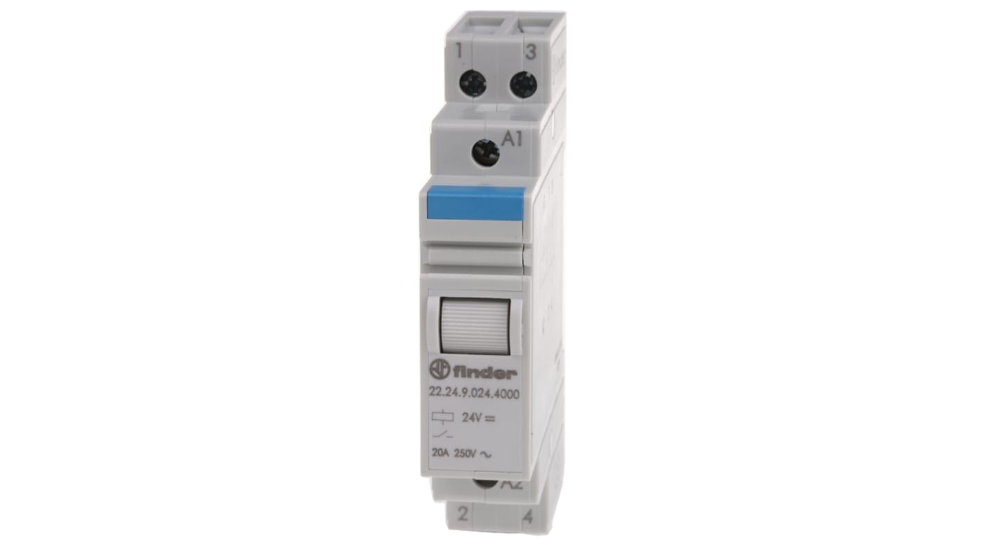 Finder DIN Rail Power Relay, 24V dc Coil, 20A Switching Current, 2NC