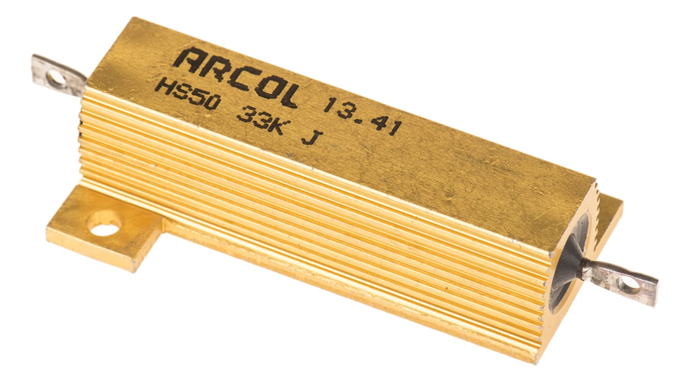 Arcol HS50 Wickel Lastwiderstand 33kΩ ±5% / 50W, Alu Gehäuse Axialanschluss