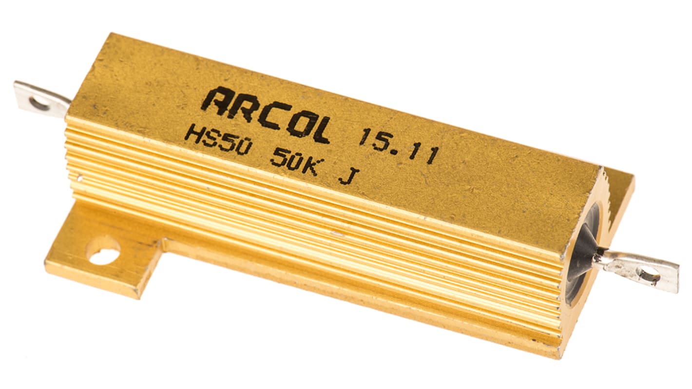 Arcol HS50 Wickel Lastwiderstand 50kΩ ±5% / 50W, Alu Gehäuse Axialanschluss